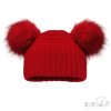H670-R: Red Checked Hat w/Pom Poms (0-12m)